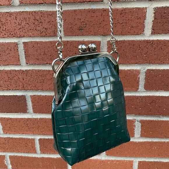 Handmade Genuine Embossed Leather Purse /Push Lock Crossbody/Shoulder bag - Picture 10 of 16